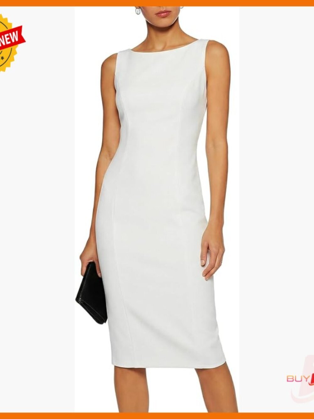 Sleeveless Boat Neck Bodycon Dress, Pencil Sheath Work Cocktail Dress